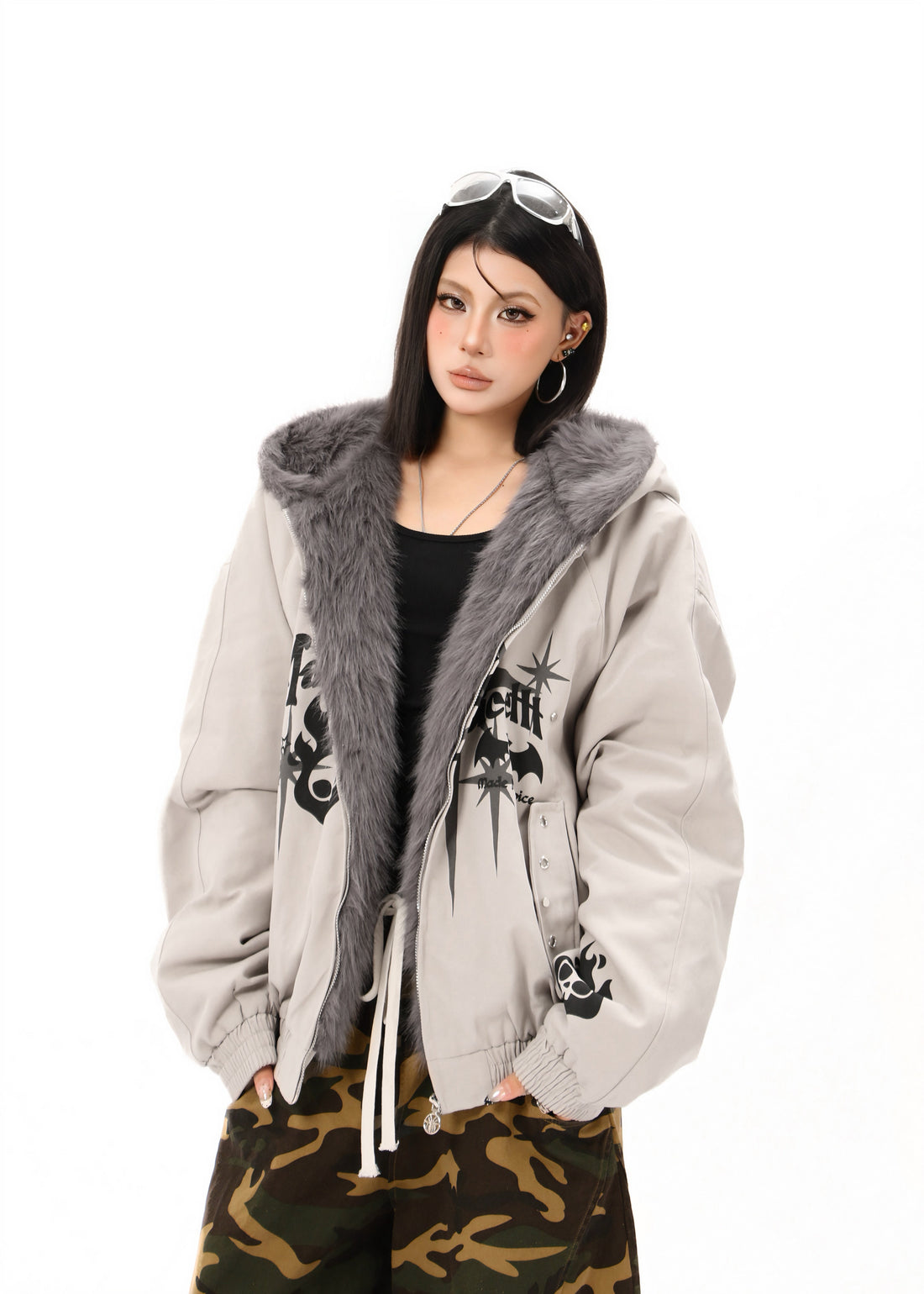 3-6-5.shop Faux Fur Collar Quilted Jacket