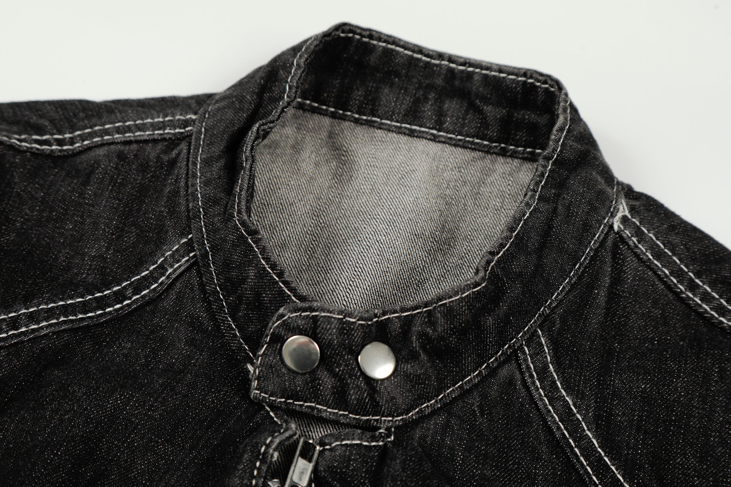 3-6-5.shop Buckle Denim Jacket – Black