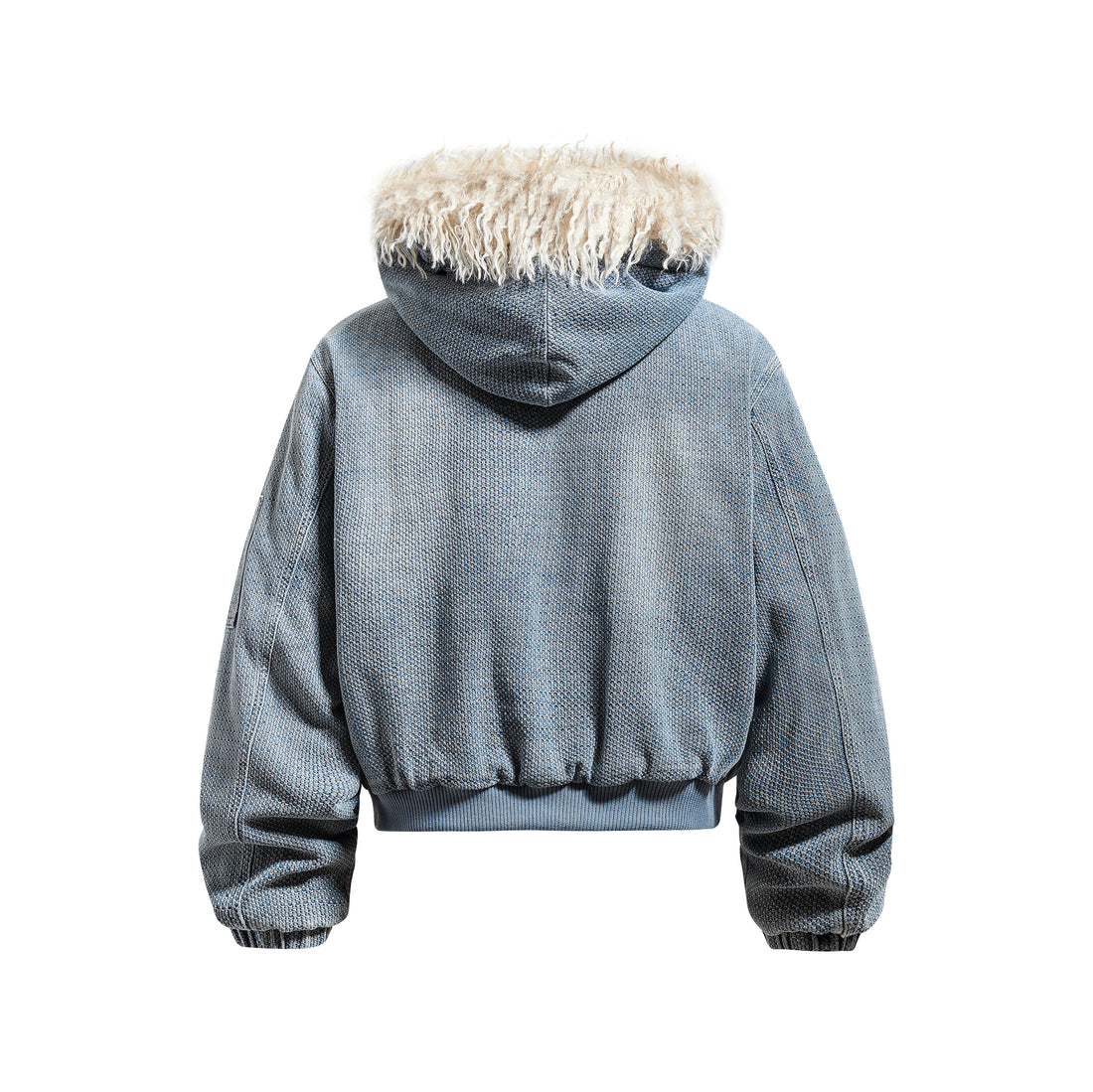 3-6-5.shop Fur-Trim Washed Hooded Jacket