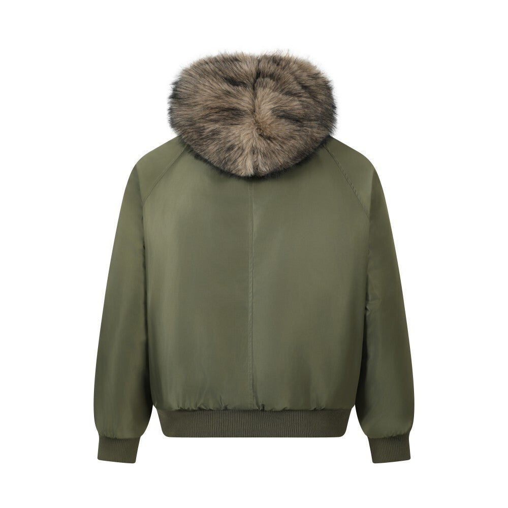 3-6-5.shop Reversible Plaid Fur Hooded Jacket