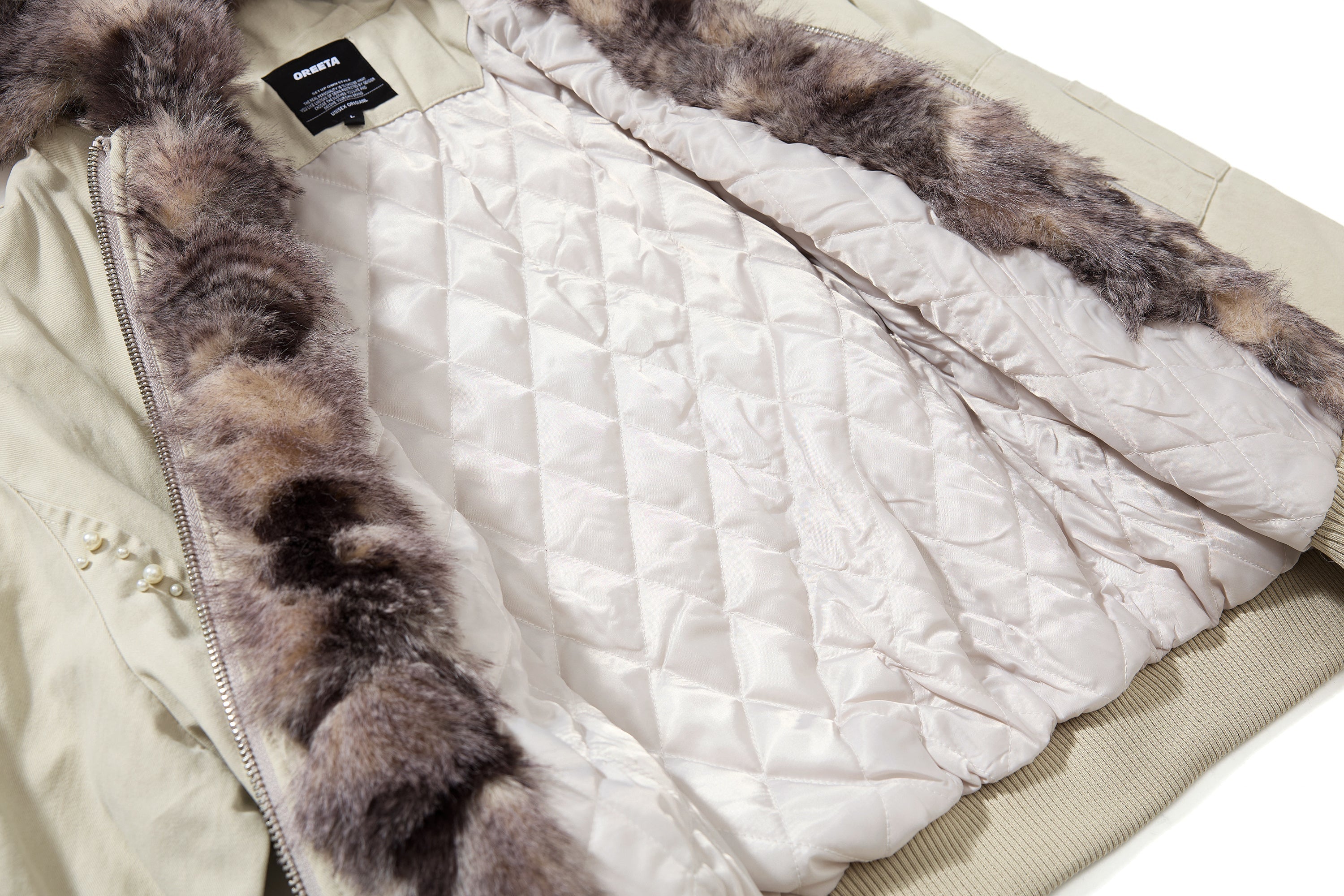 3-6-5.shop Studded Fur-Trim Hooded Jacket