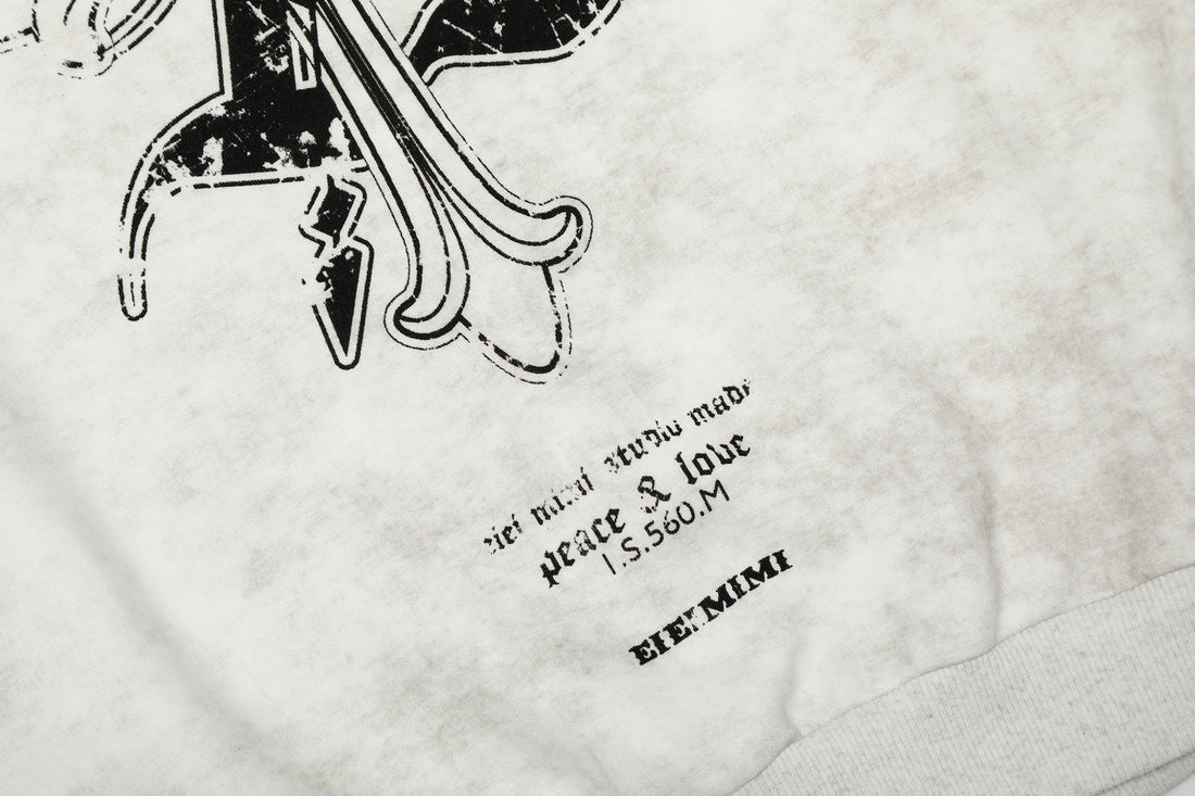 3-6-5.shop Vintage Graphic Zip-Up Hoodie