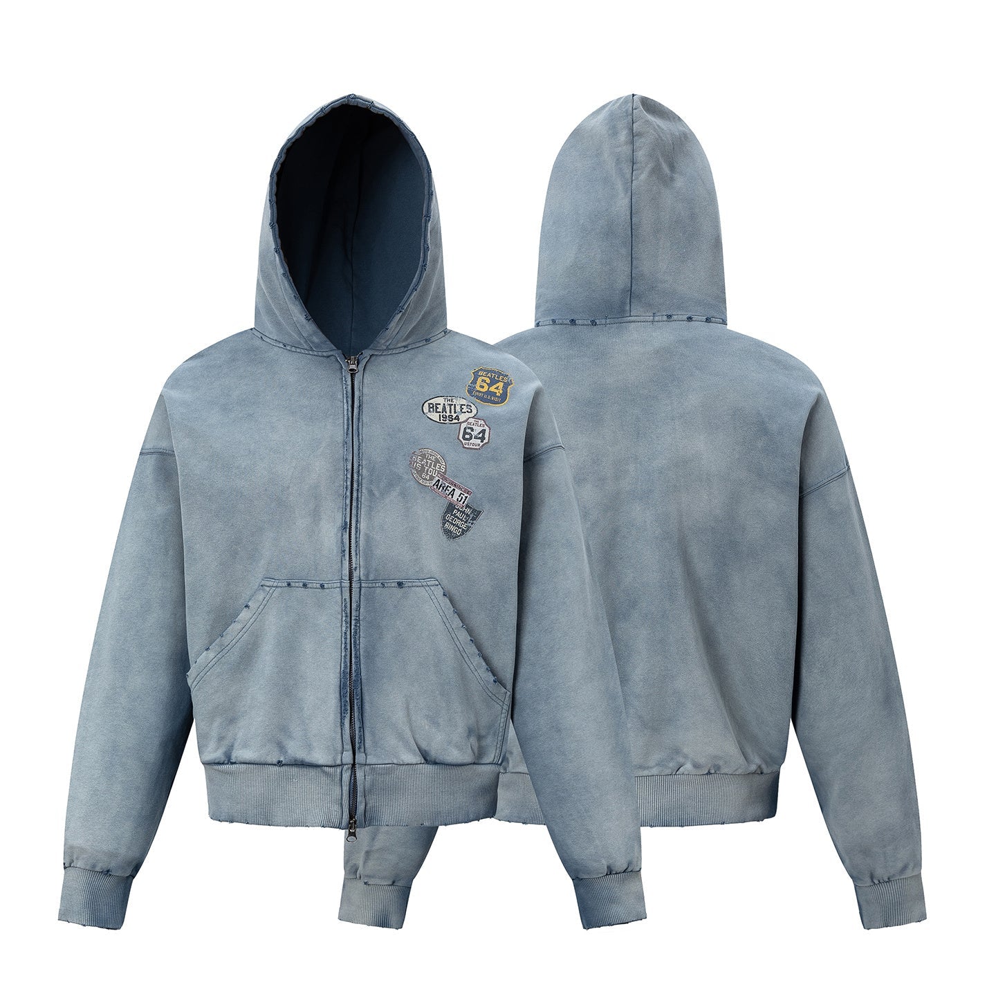 3-6-5.shop Vintage Patch Zip-Up Hoodie
