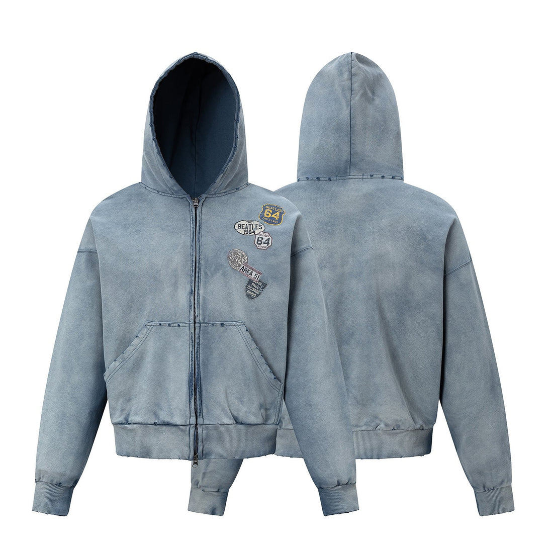 3-6-5.shop Vintage Patch Zip-Up Hoodie