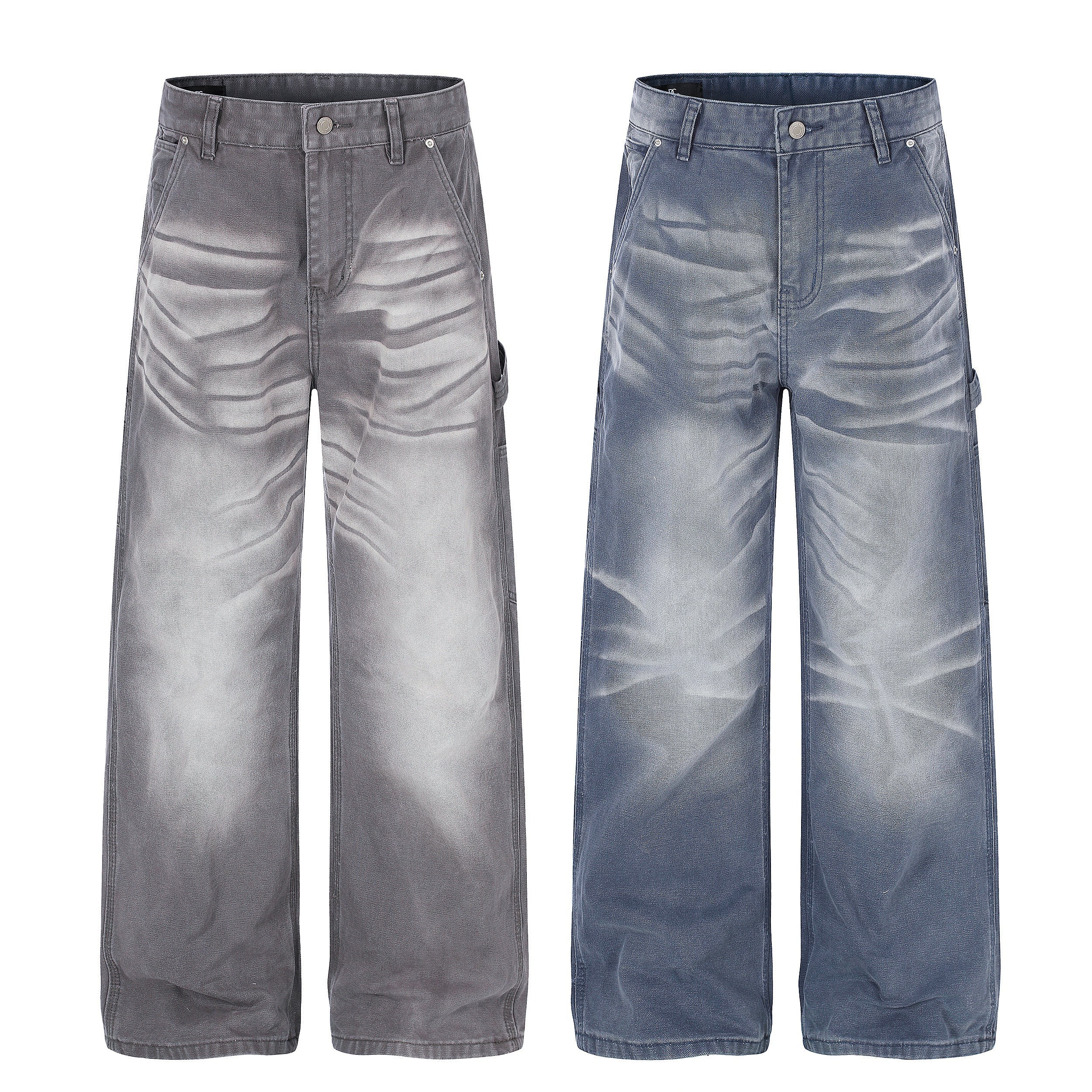 3-6-5.shop Washed Wrinkle Effect Denim Jeans