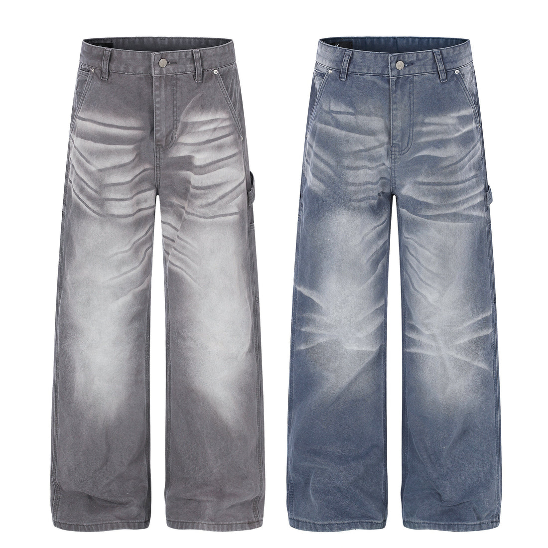 3-6-5.shop Washed Wrinkle Effect Denim Jeans