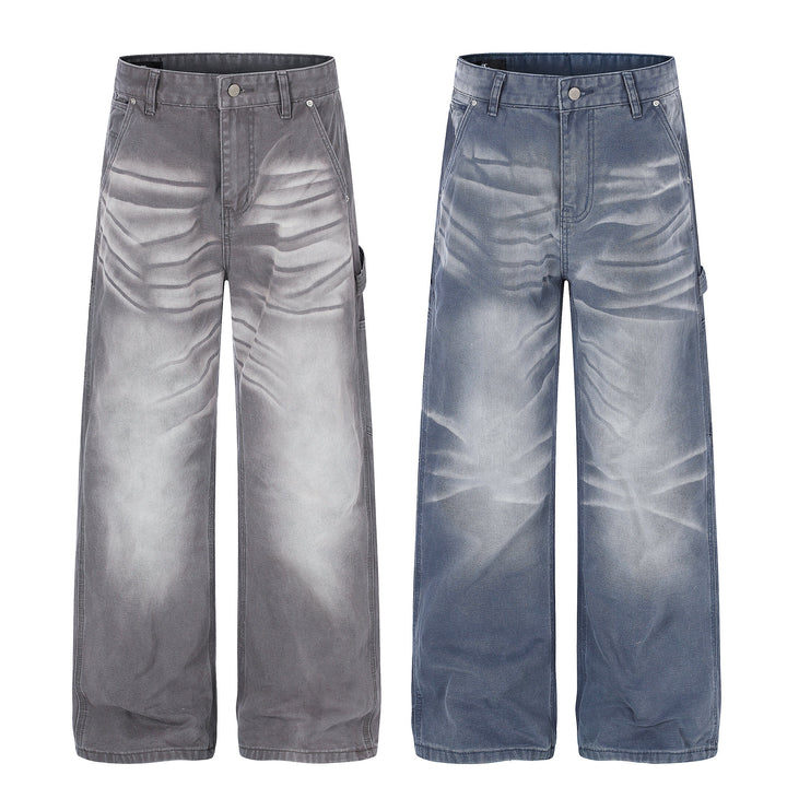 3-6-5.shop Washed Wrinkle Effect Denim Jeans