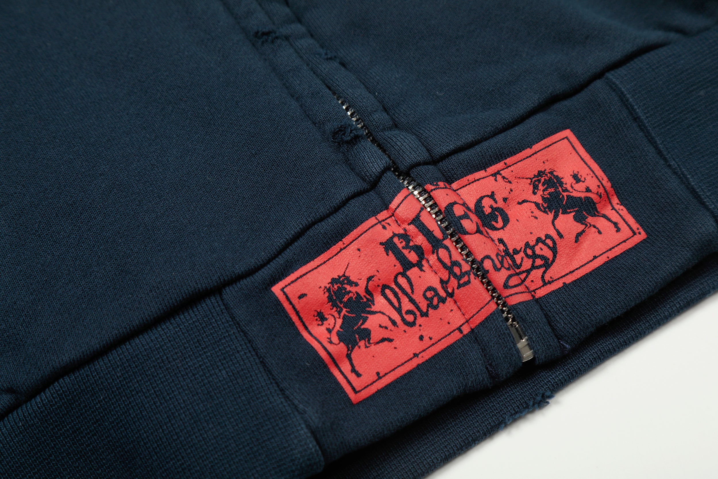 3-6-5.shop Distressed Crest Zip-Up Hoodie
