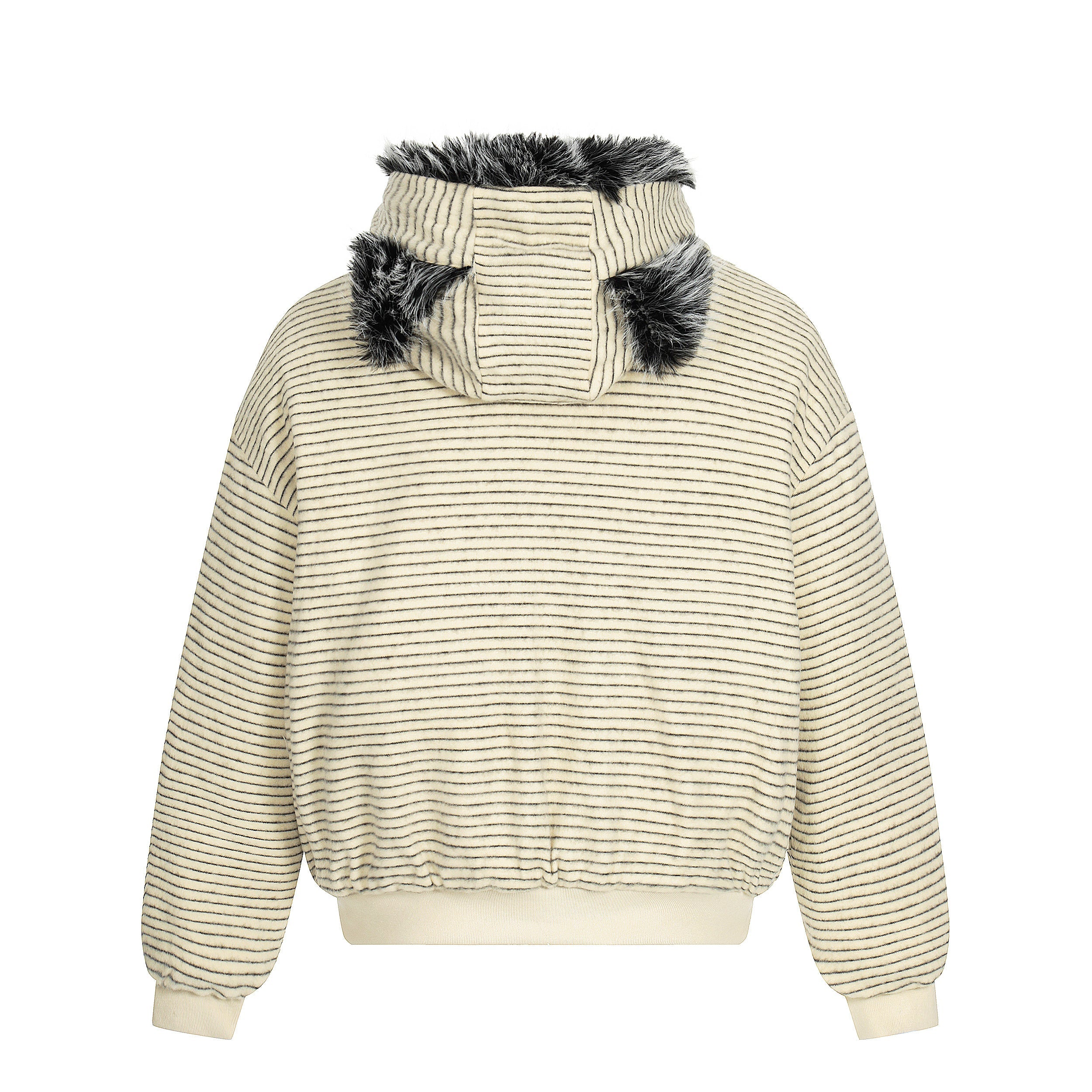 3-6-5.shop Faux-Fur Lined Striped Hoodie Jacket