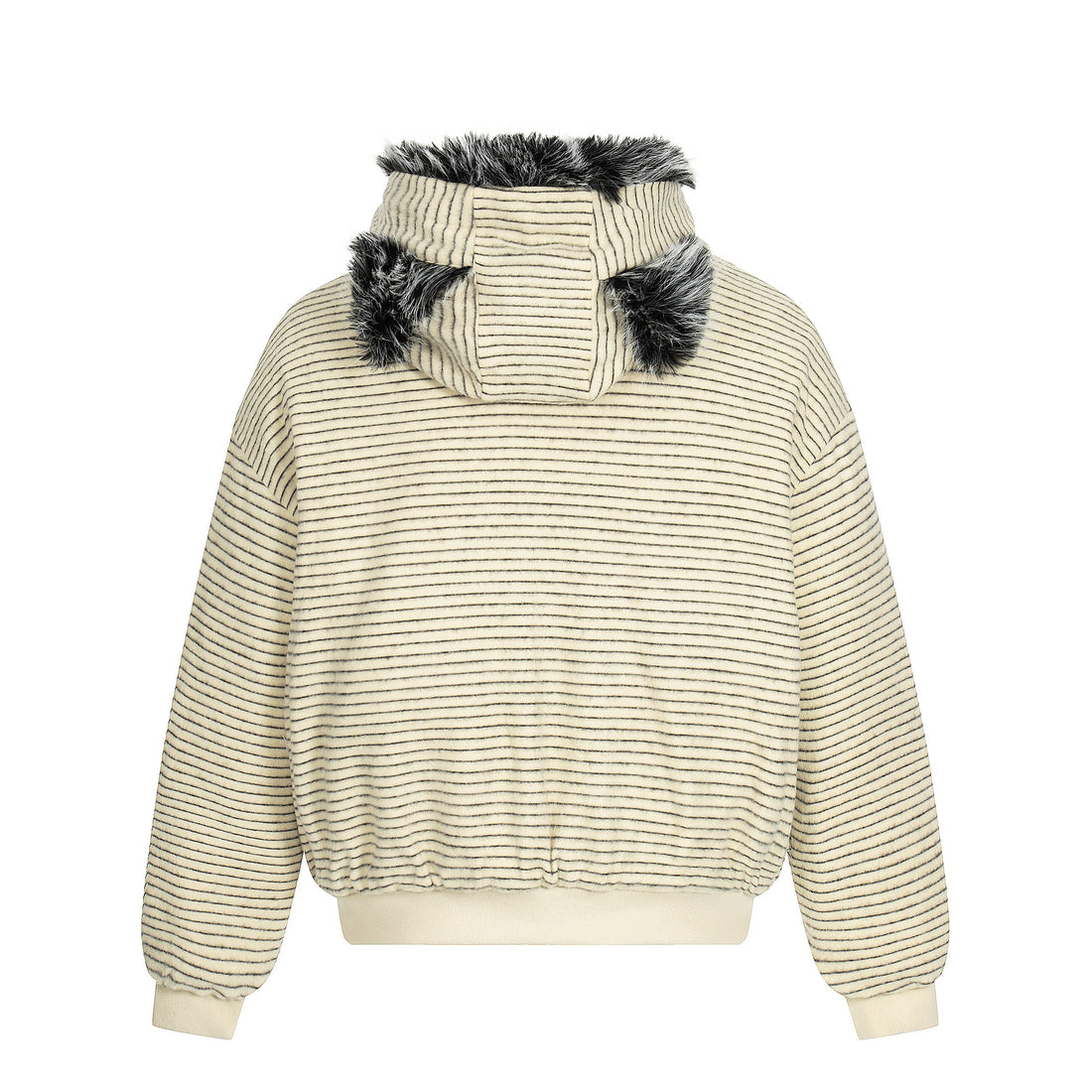 3-6-5.shop Faux-Fur Lined Striped Hoodie Jacket