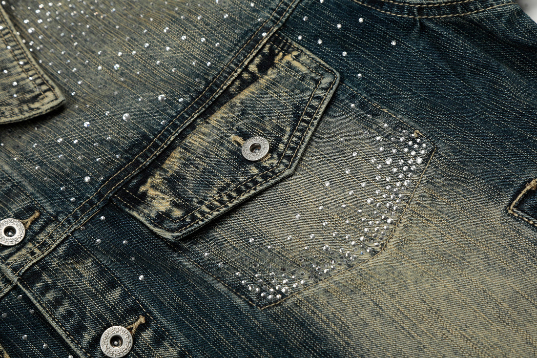 3-6-5.shop Rhinestone Gradient Denim Jacket