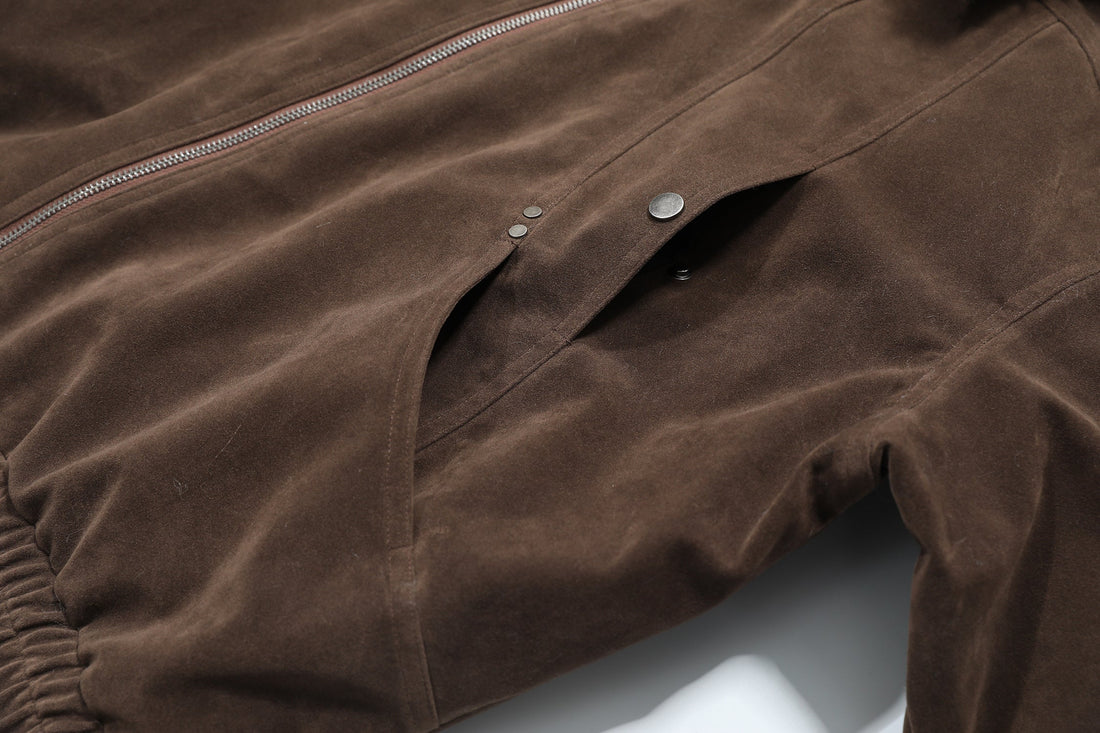 3-6-5.shop Faux-Fur Collar Vintage Bomber Jacket
