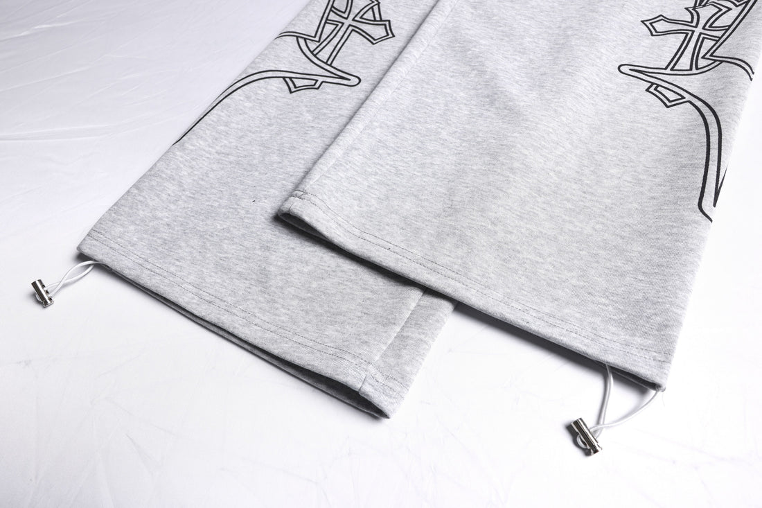 3-6-5.shop Gothic Outline Wide-Leg Sweatpants