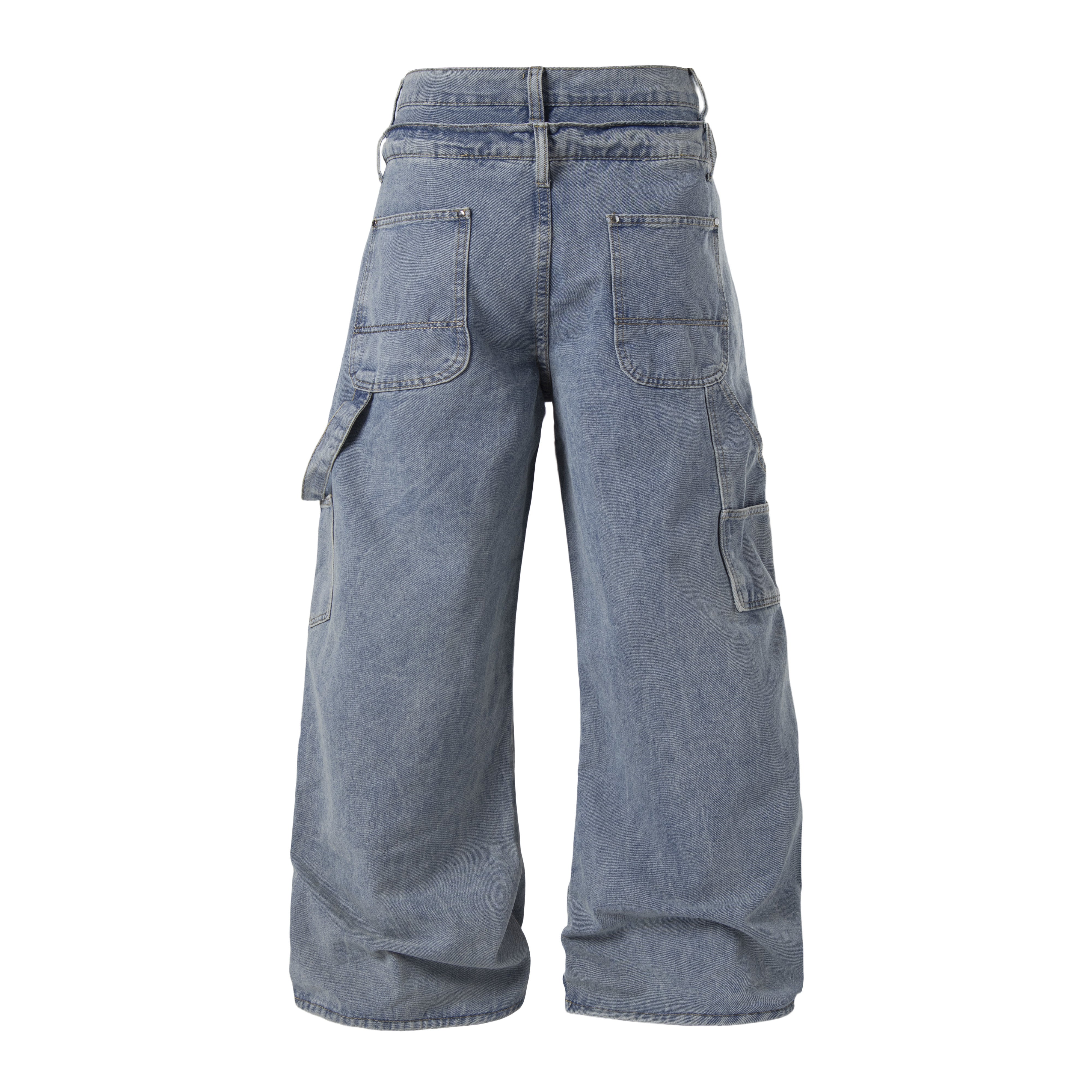 3-6-5.shop Distressed Panel Denim Pants