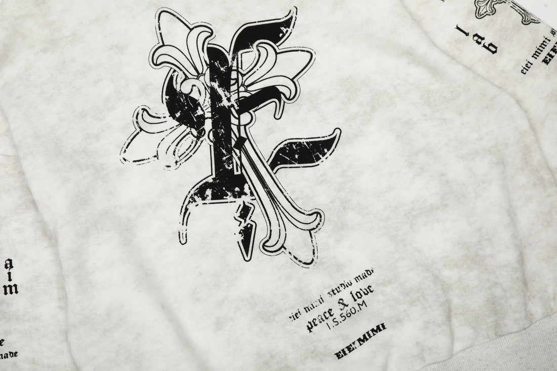 3-6-5.shop Vintage Graphic Zip-Up Hoodie