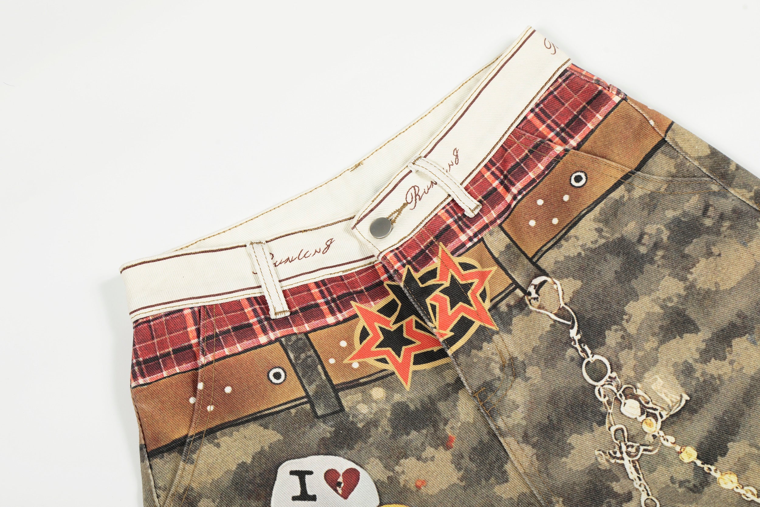 3-6-5.shop Camo Patchwork Wide-Leg Denim Pants