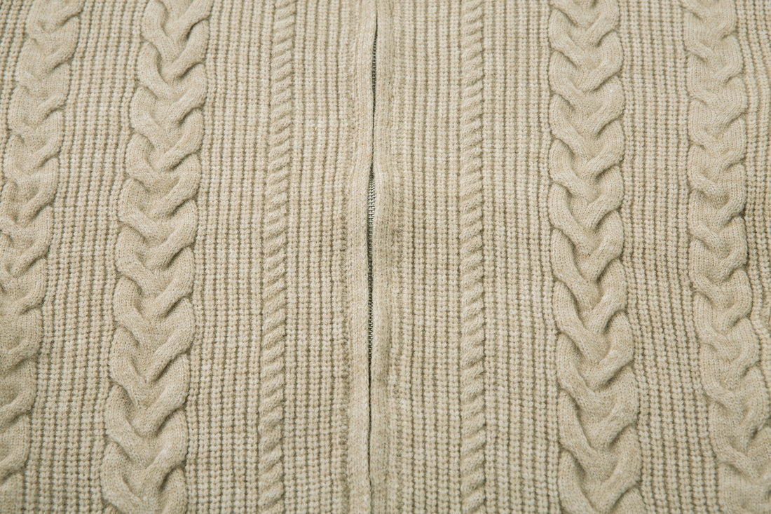 3-6-5.shop Cable Knit Zip-Up Sweater Jacket