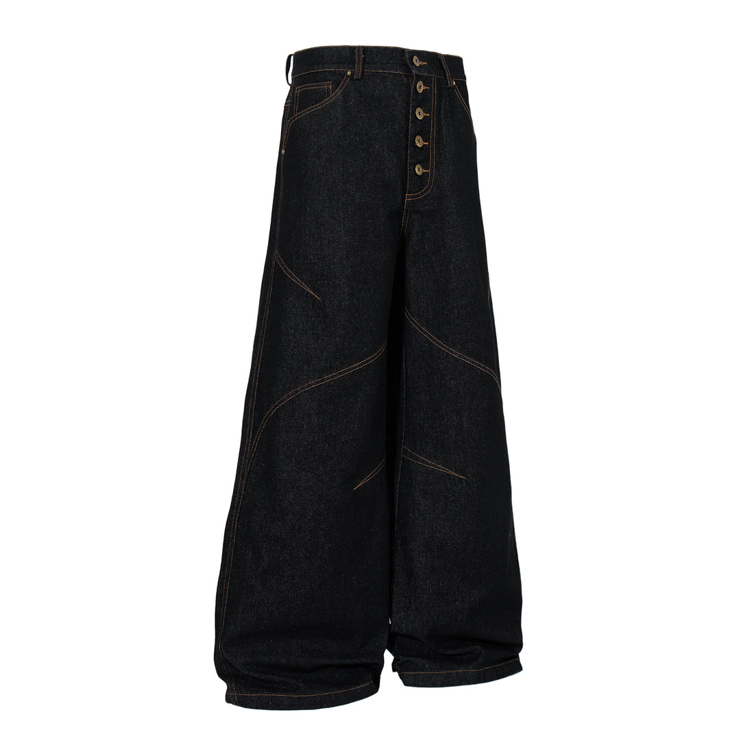 3-6-5.shop Curved Panel Wide Leg Denim Pants