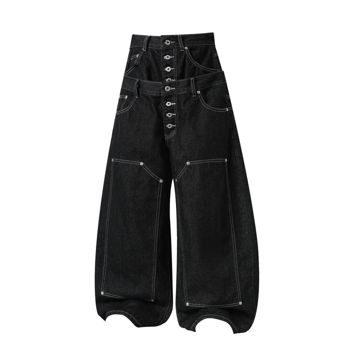 3-6-5.shop Double-Waist Utility Denim Pants