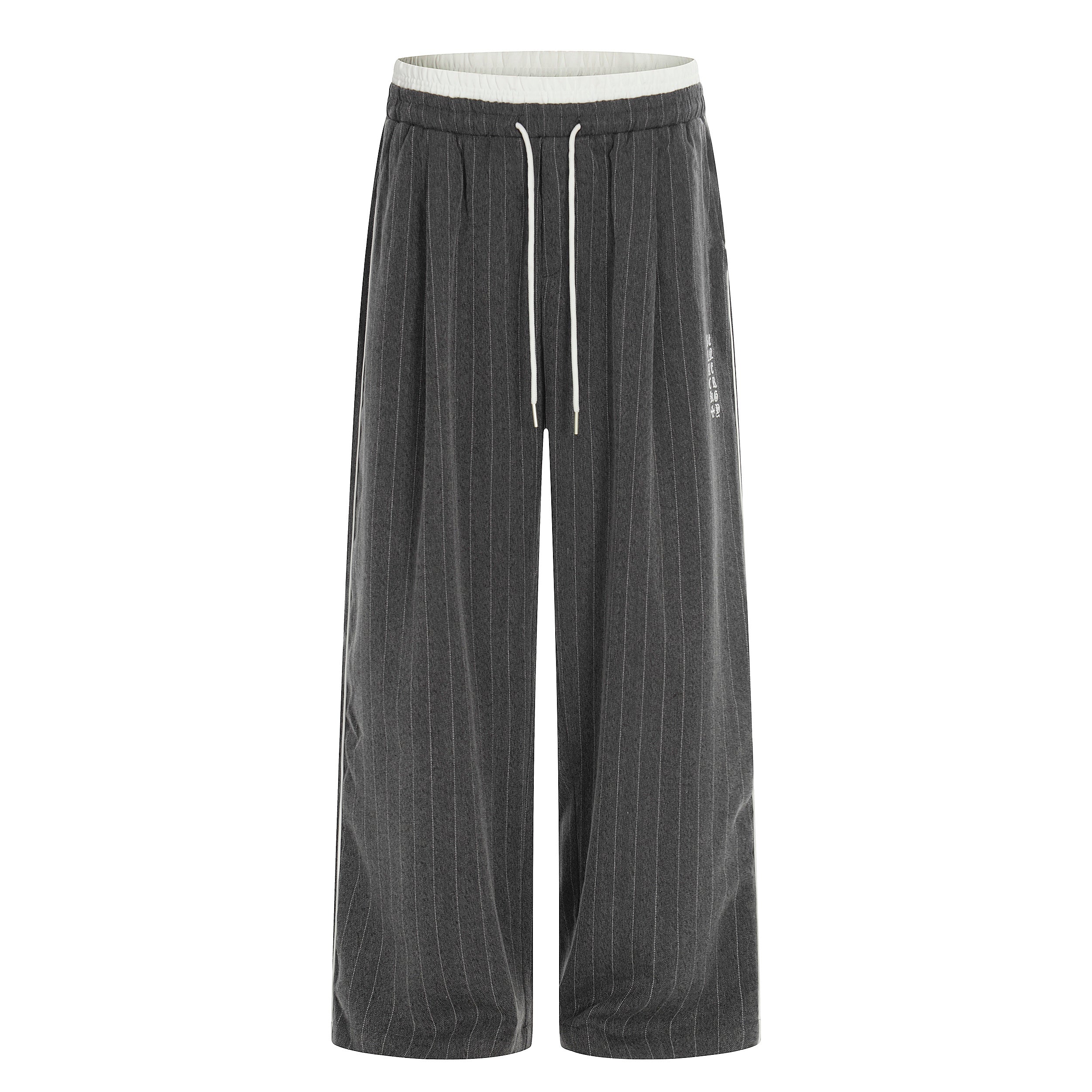 3-6-5.shop Pinstripe Wide-Leg Track Pants