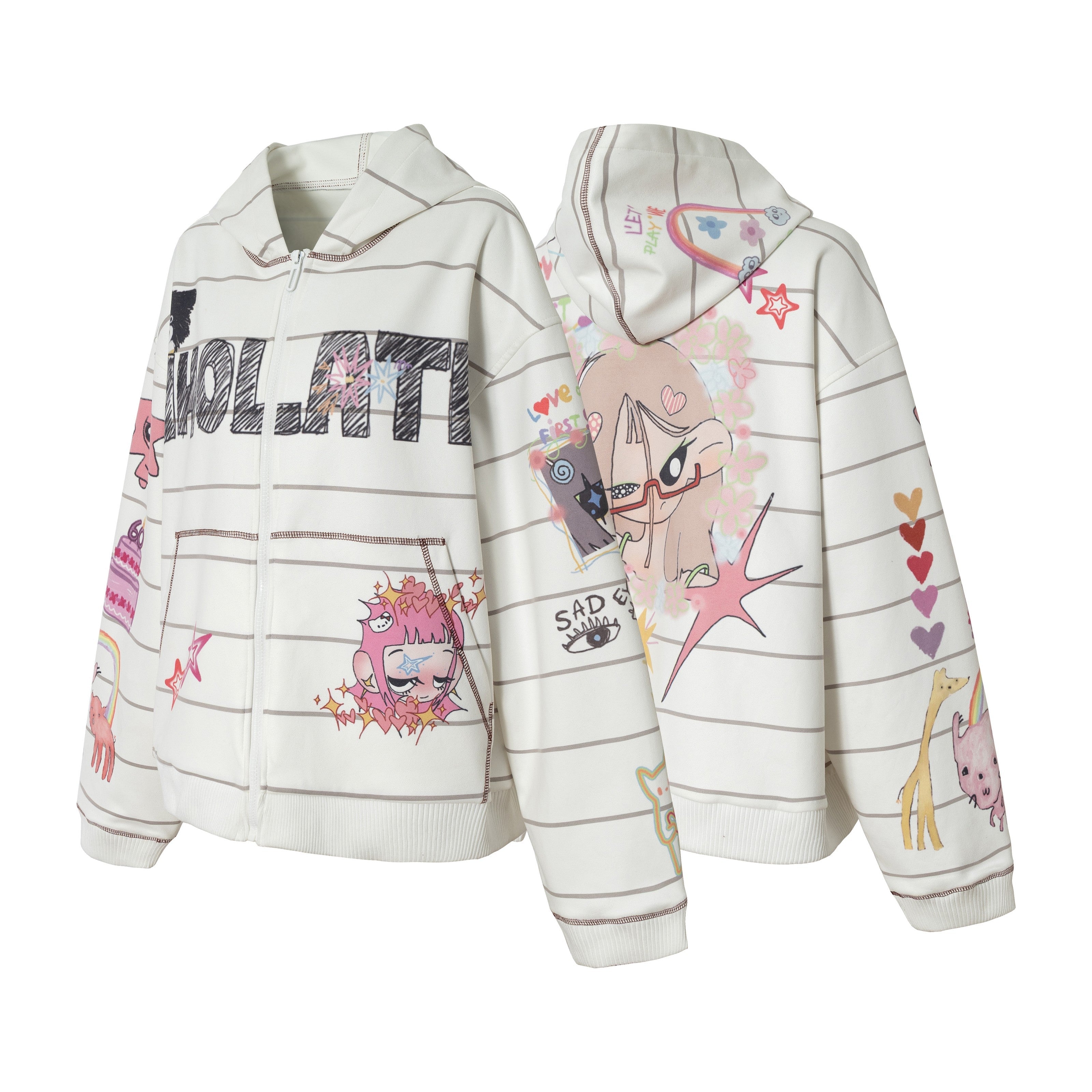 3-6-5.shop All-Over Graphic Zip Hoodie