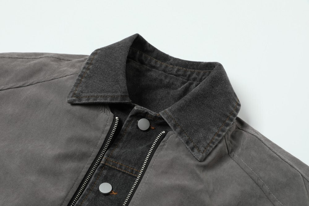 3-6-5.shop Vintage Contrast-Collar Cotton Jacket