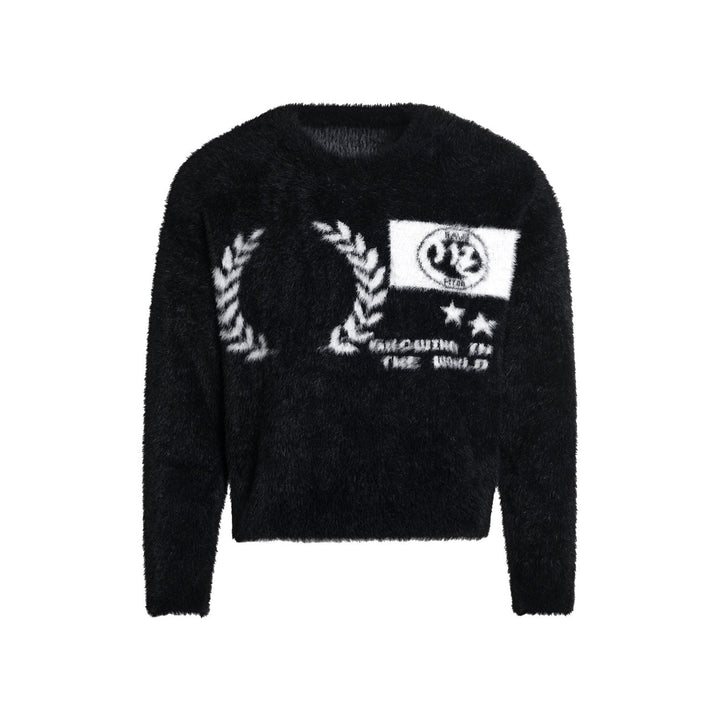 3-6-5.shop Fluffy Crest Knit Sweater