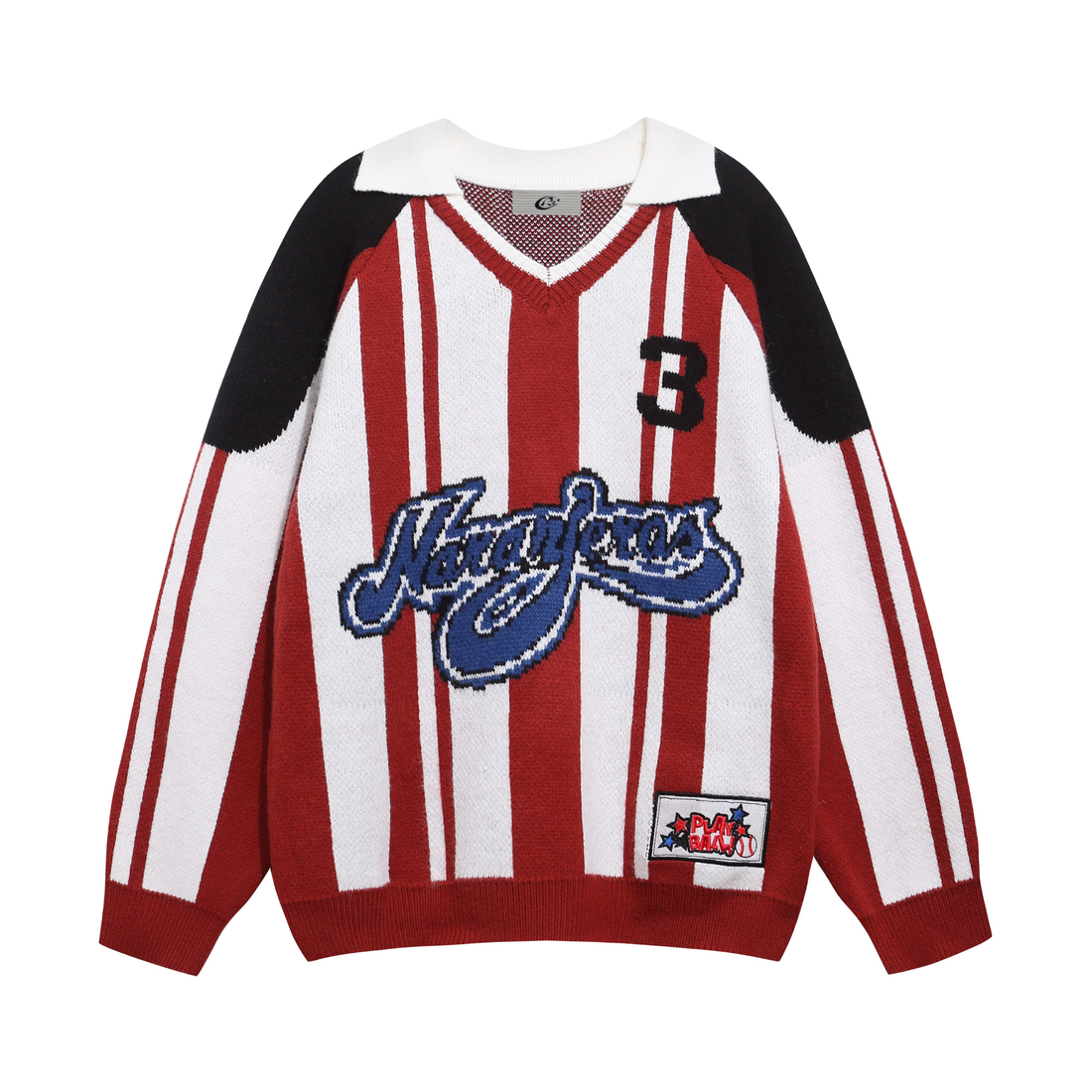 3-6-5.shop Retro Varsity Stripe Knit Sweater