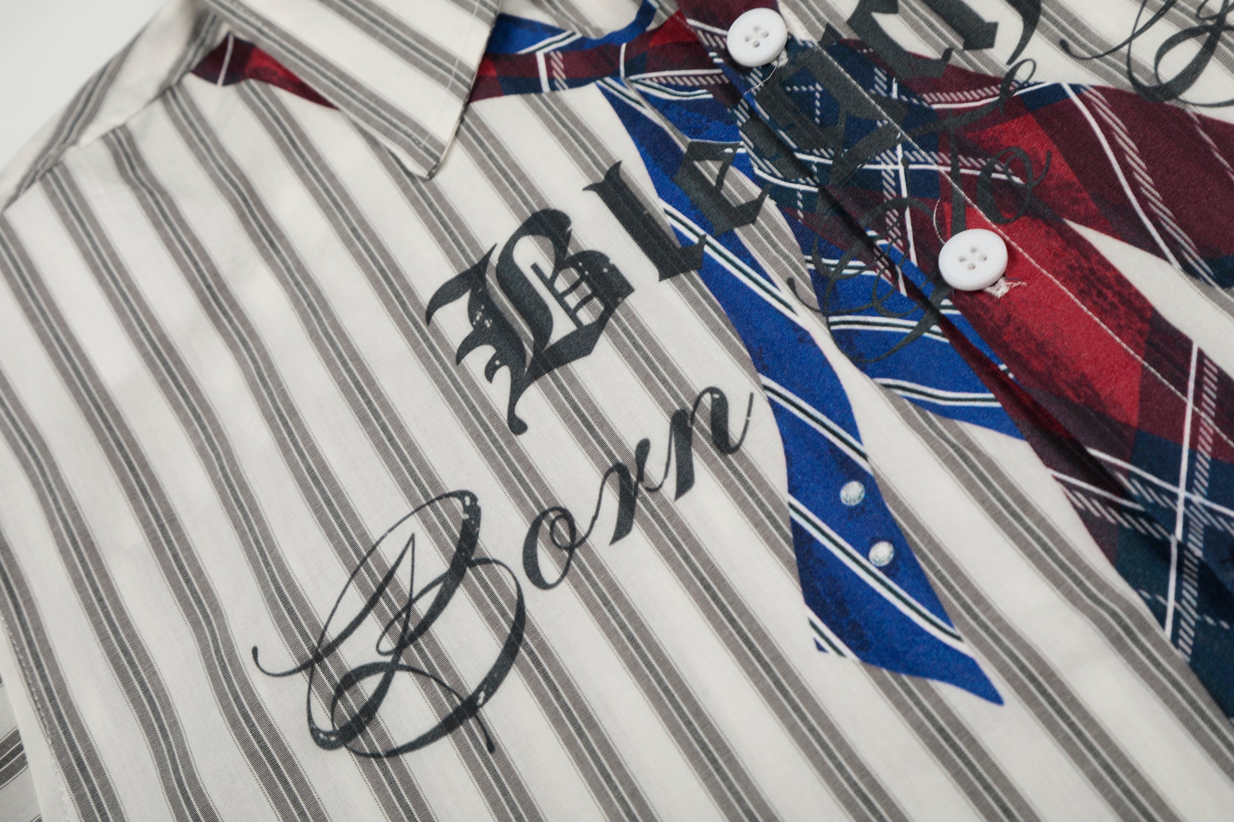 3-6-5.shop Striped Tie-Detail Button-Up Shirt