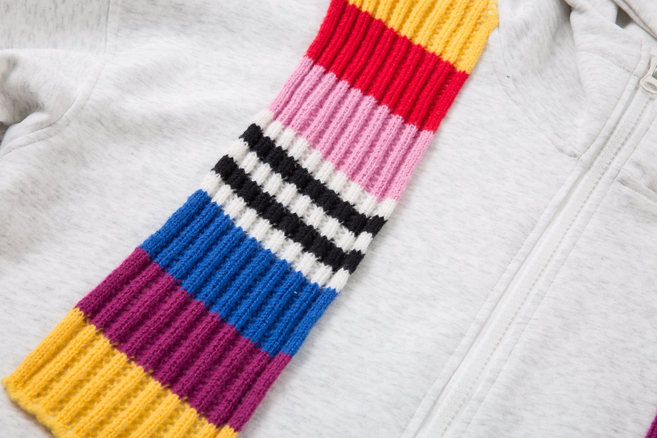 3-6-5.shop Color-Block Scarf Hooded Zip Jacket