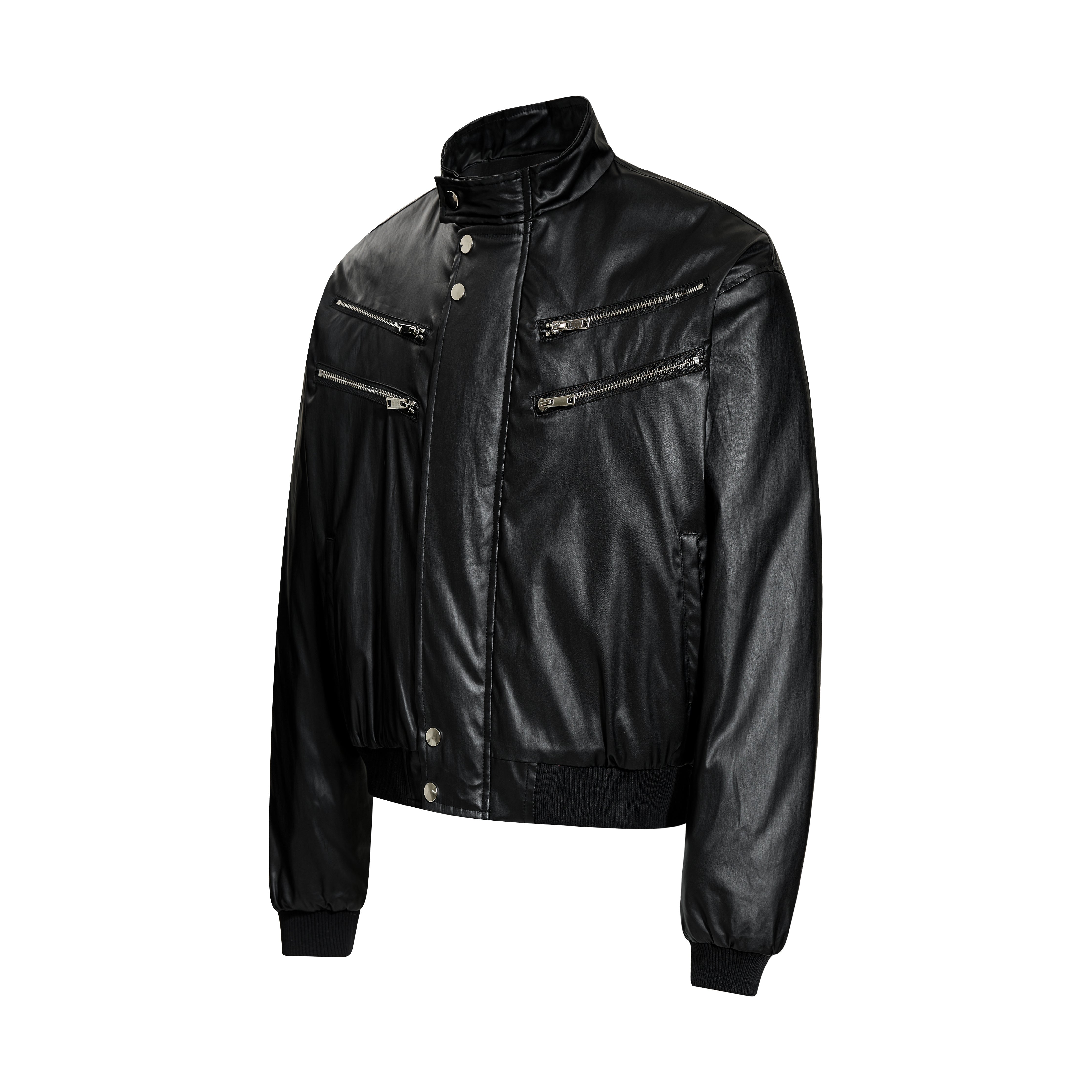 3-6-5.shop Dual-Zip PU Bomber Jacket