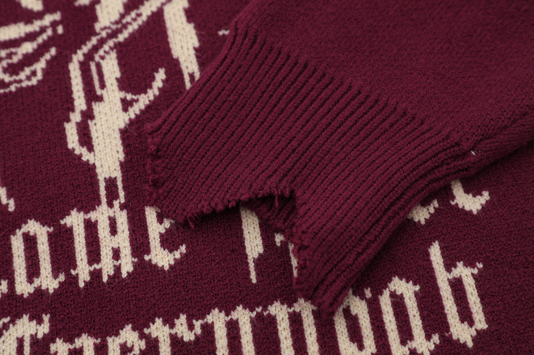 3-6-5.shop Flame Spider Distressed Knit Sweater