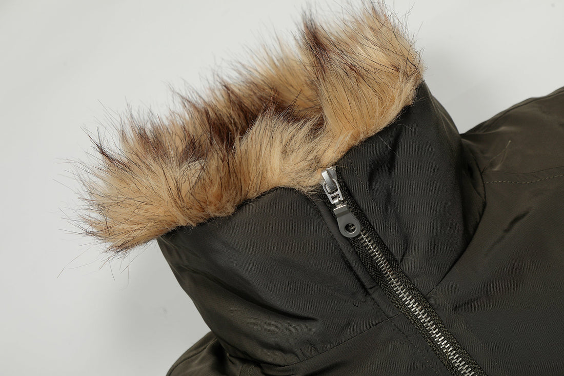 3-6-5.shop Faux Fur Collar Utility Bomber Jacket