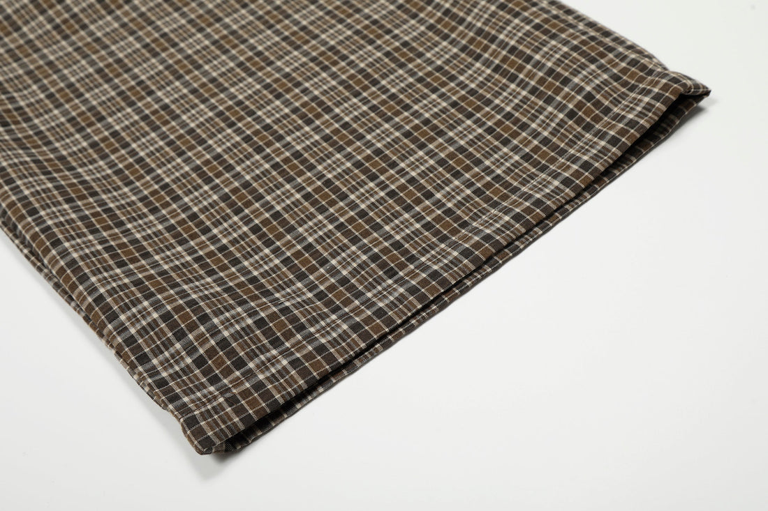 3-6-5.shop Vintage Check Wide-Leg Pants