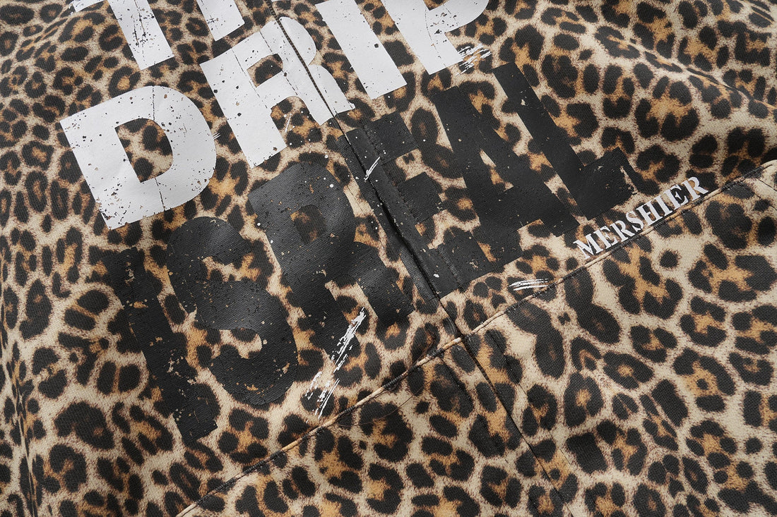 3-6-5.shop Leopard Graphic Zip-Up Hoodie