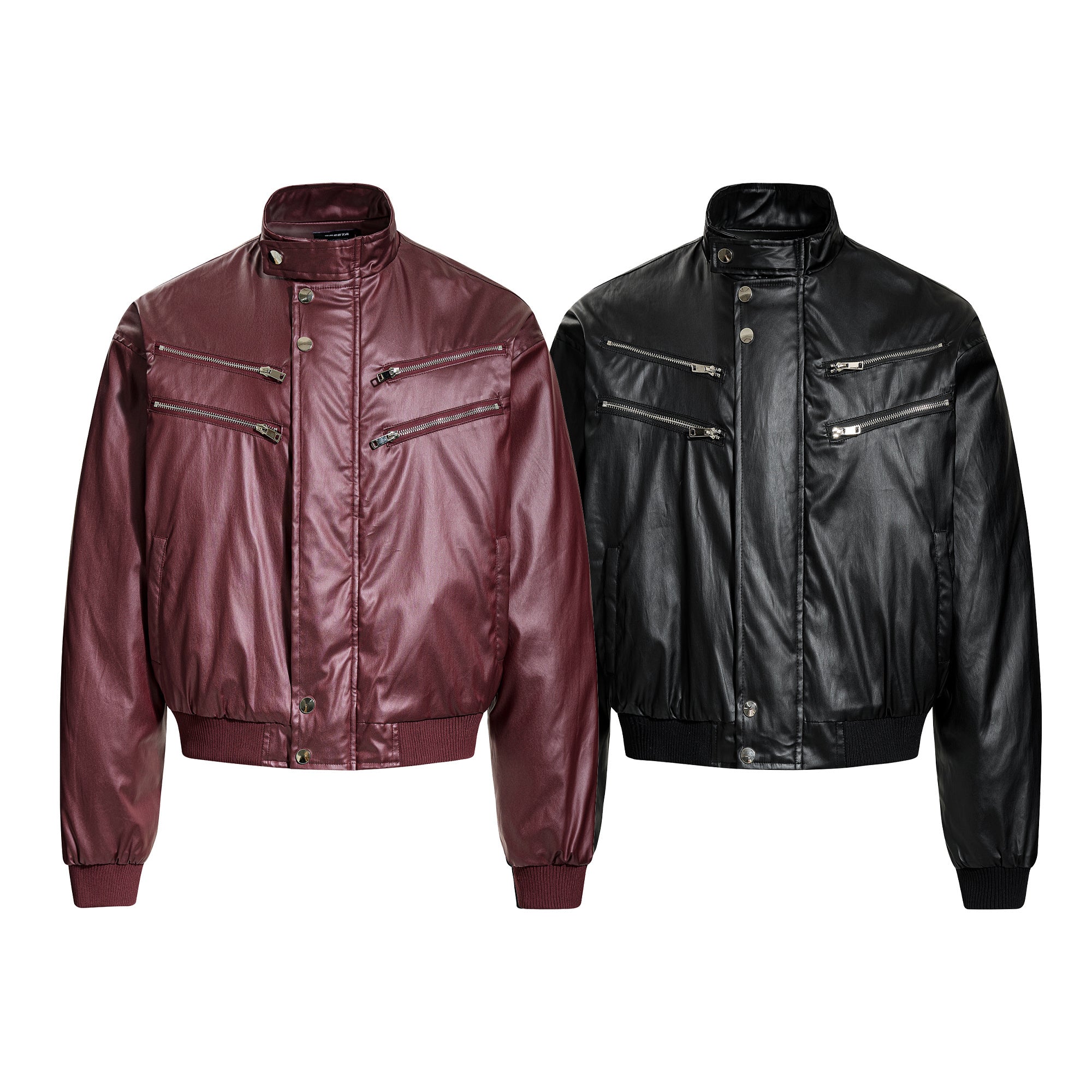 3-6-5.shop Dual-Zip PU Bomber Jacket