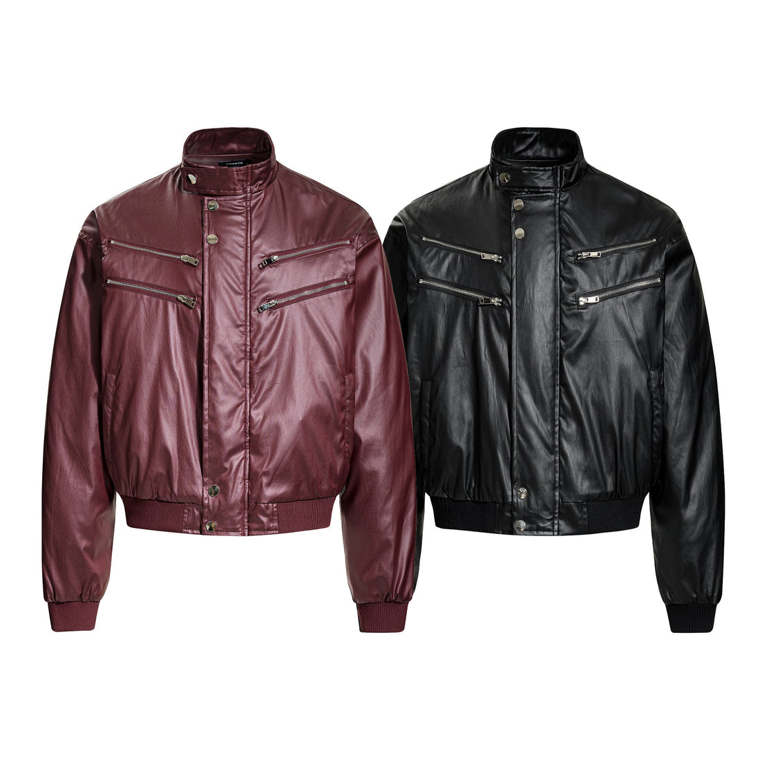 3-6-5.shop Dual-Zip PU Bomber Jacket