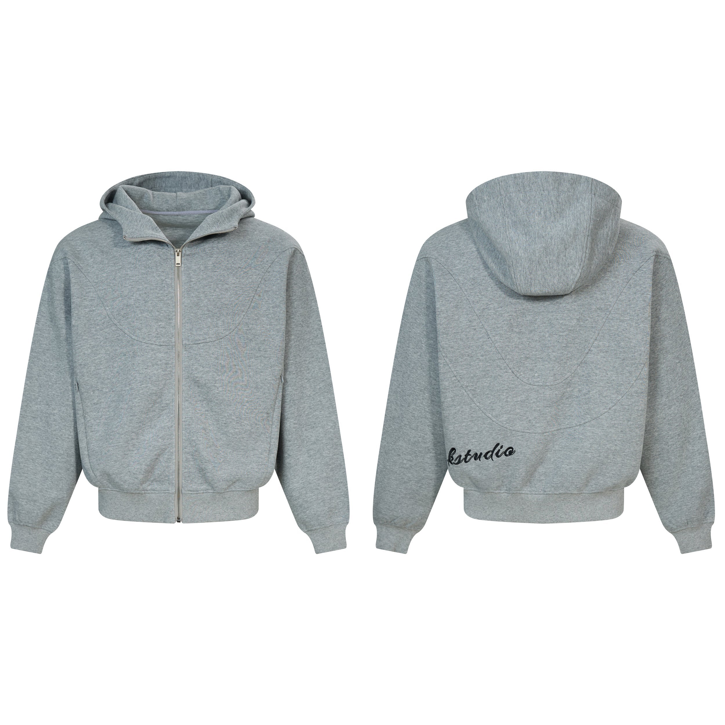 3-6-5.shop Curved Panel Full-Zip Hoodie