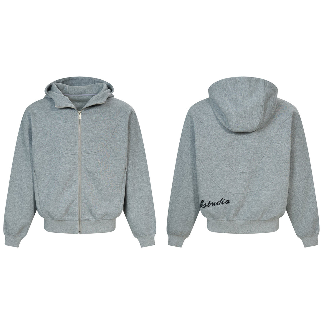 3-6-5.shop Curved Panel Full-Zip Hoodie