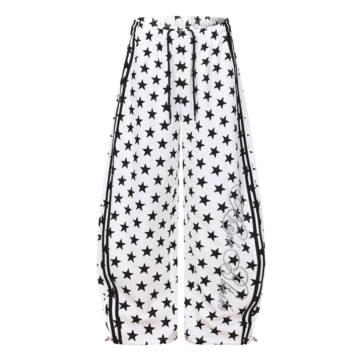 3-6-5.shop Star Print Wide-Leg Sweatpants