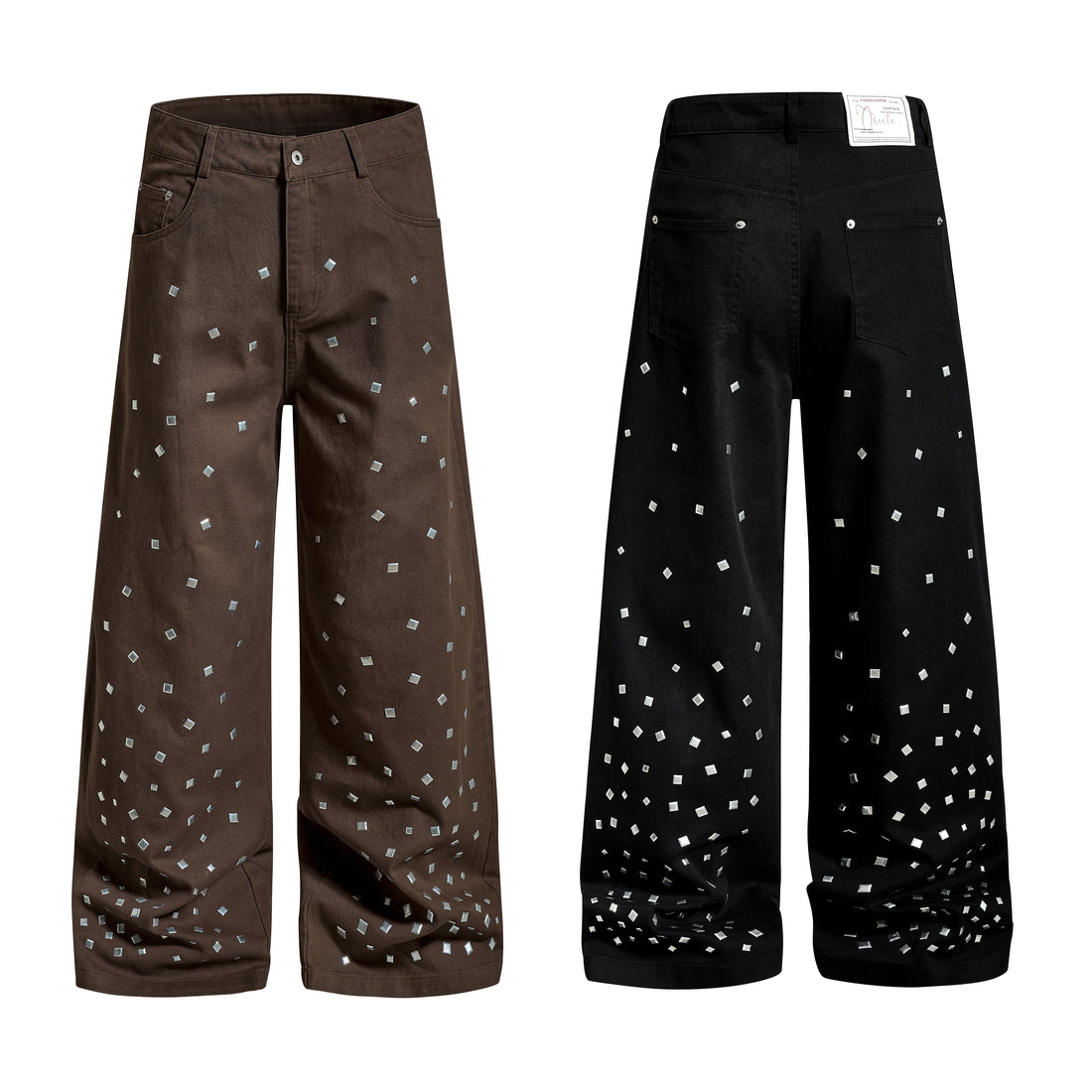 3-6-5.shop Stud Detail Wide-Leg Pants