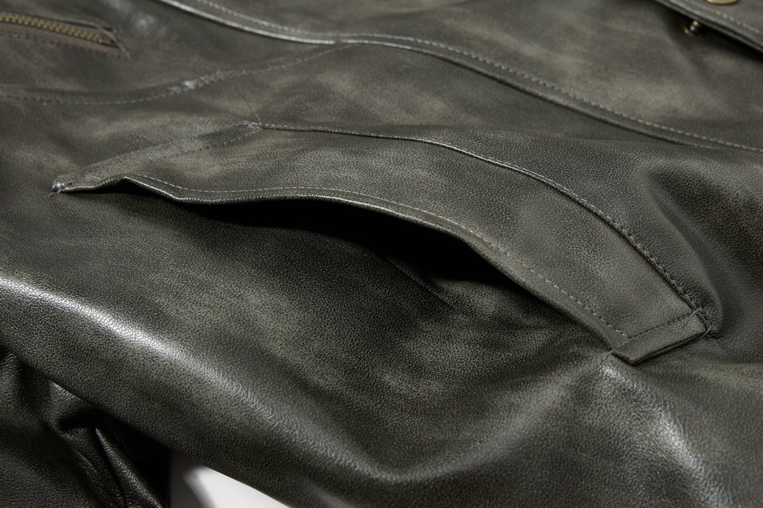 3-6-5.shop Faux Leather Bomber Jacket