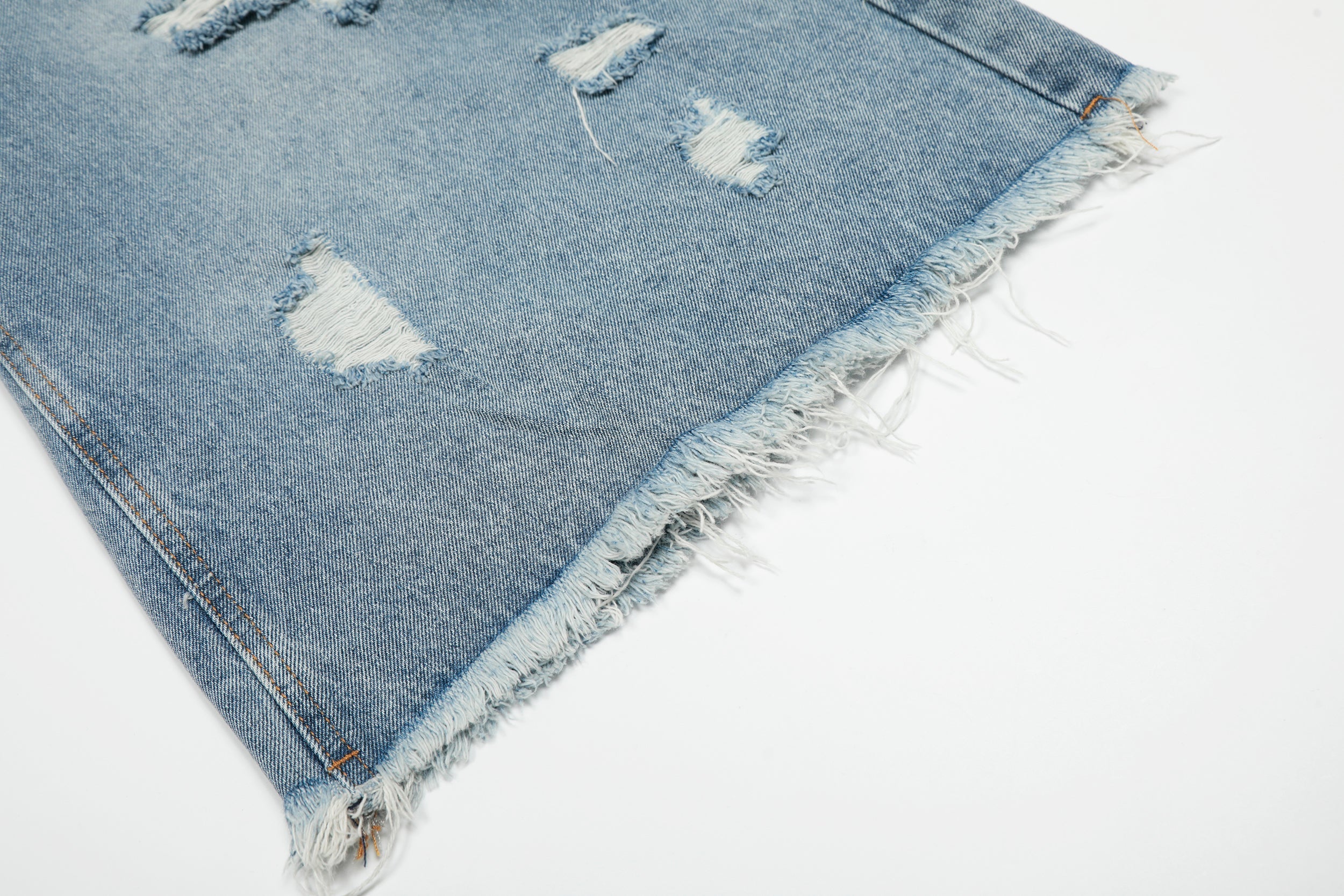 3-6-5.shop Destroyed Fringe Denim Shorts