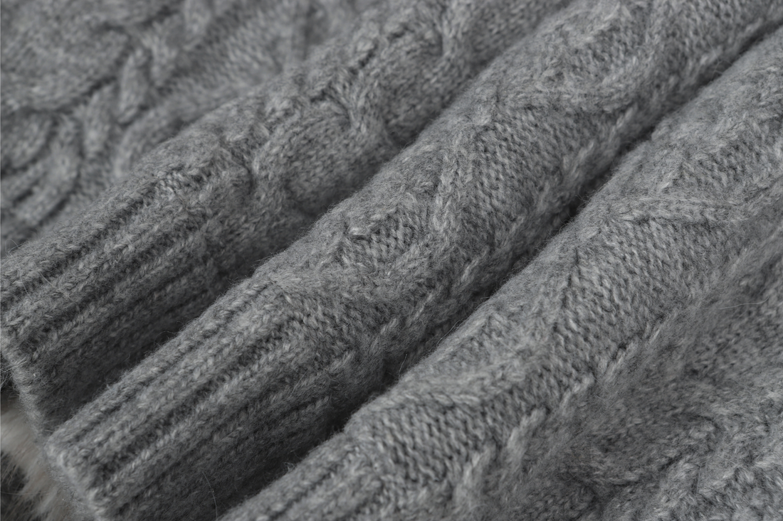 3-6-5.shop Fleece-Lined Cable Knit Jacket