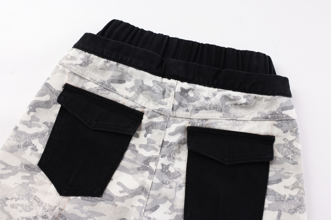 3-6-5.shop Camo Patchwork Cargo Curved Pants