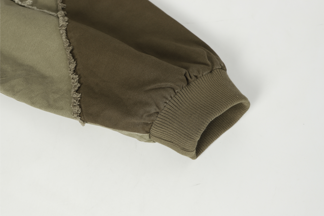 3-6-5.shop Multi-Panel Distressed Hooded Jacket