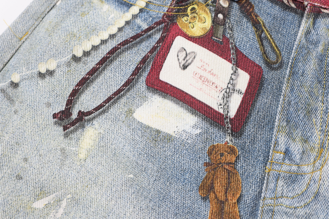 3-6-5.shop Tie-Detailed Washed Barrel Jeans