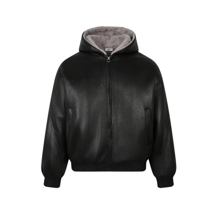 3-6-5.shop Plush-Lined Hooded Bomber Jacket