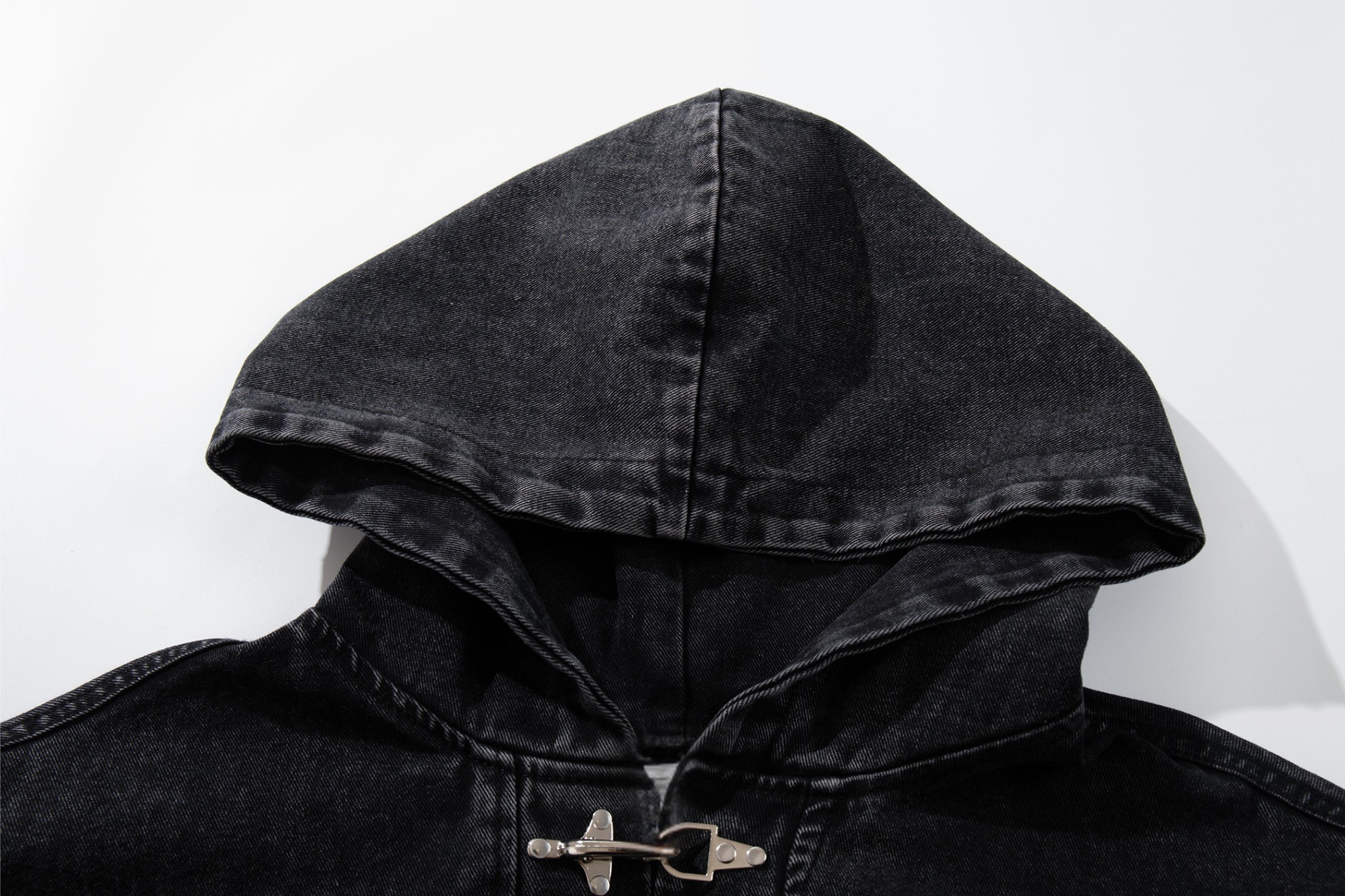 3-6-5.shop Toggle-Front Washed Denim Hoodie