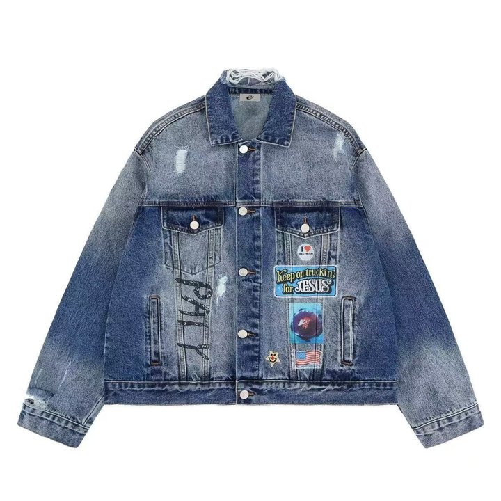 3-6-5.shop Vintage Patch Denim Jacket